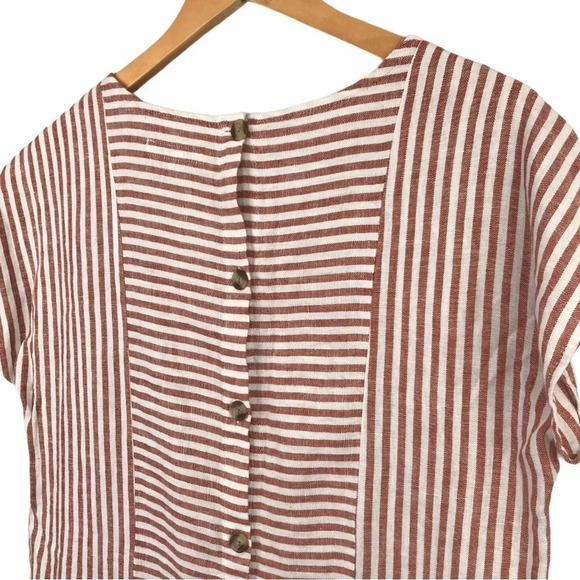 Harper Orange and White Striped Dress with Button Back - Picture 4 of 11